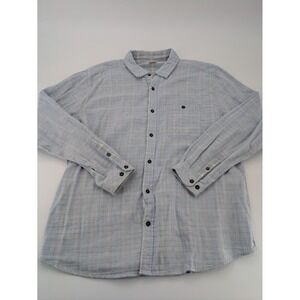 Carbon2Cobalt Shirt Mens XL Blue Gray Plaid‎ Woven Button Up Long Sleeve *Flaw*